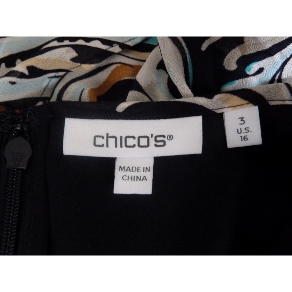 NWT CHICO'S Sz 3=16, XL Midi Dress Ruffle Wrap Paisley Professional Career $179. - Picture 8 of 9